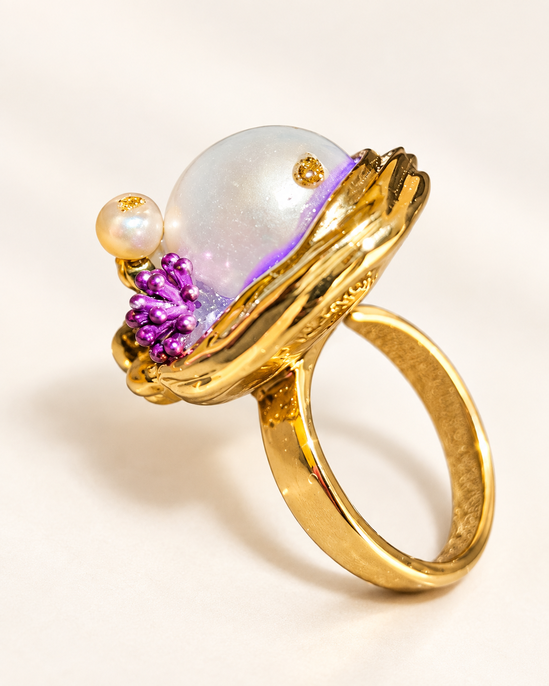 Bague Nacre Florale Violette — Bague — troisième vue