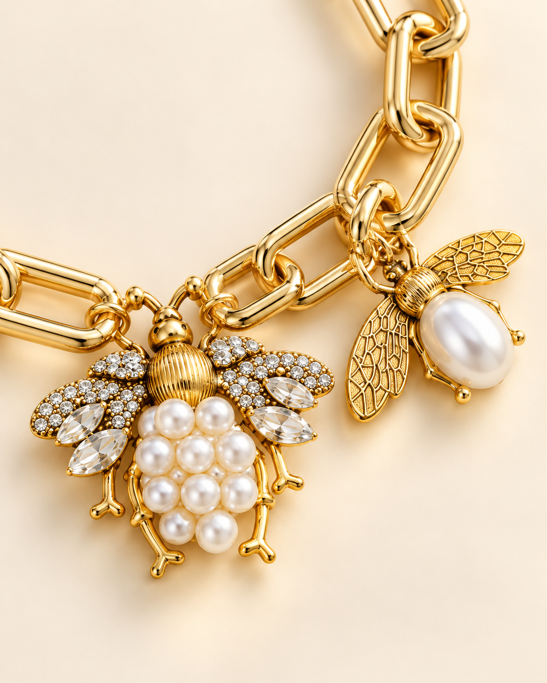 Collier Trois Abeilles Nacrées — Détail des abeilles