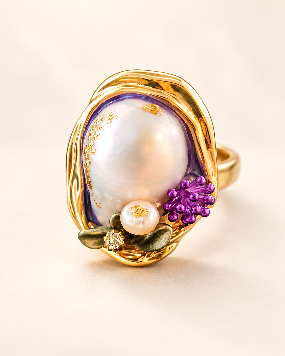 Bague Nacre Florale Violette — Bague — vue principale