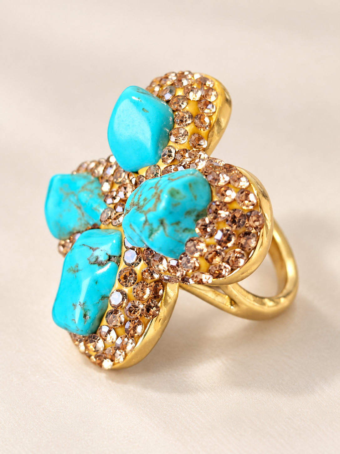 Bague Fleur Bleue & Éclats Dorés — Bague — deuxième vue