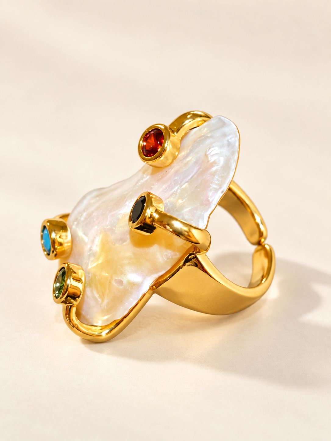 Bague Nacre Baroque & Éclats Colorés — Bague — sixième vue