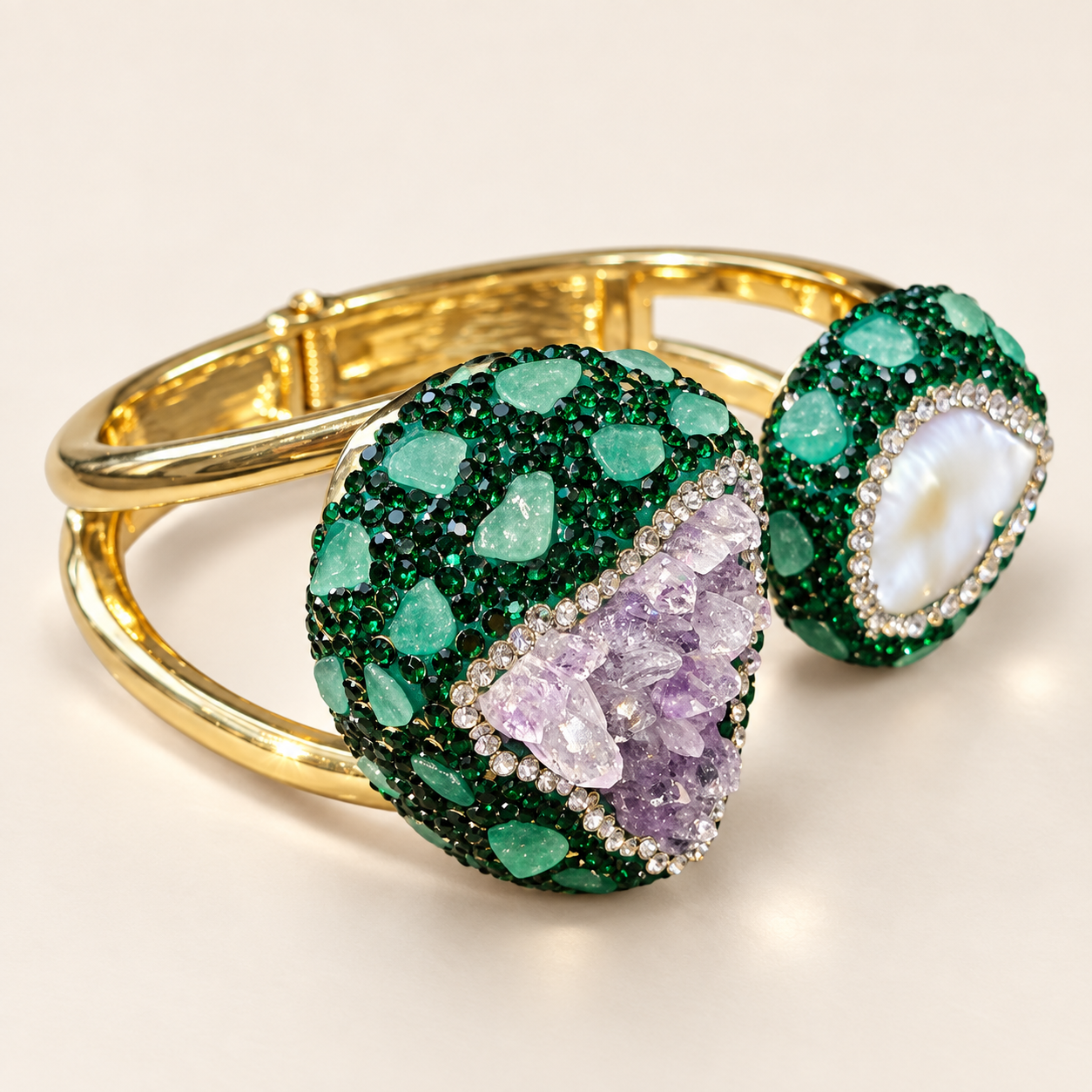 Parure Nacre & Améthyste Impériale — Bracelet de face