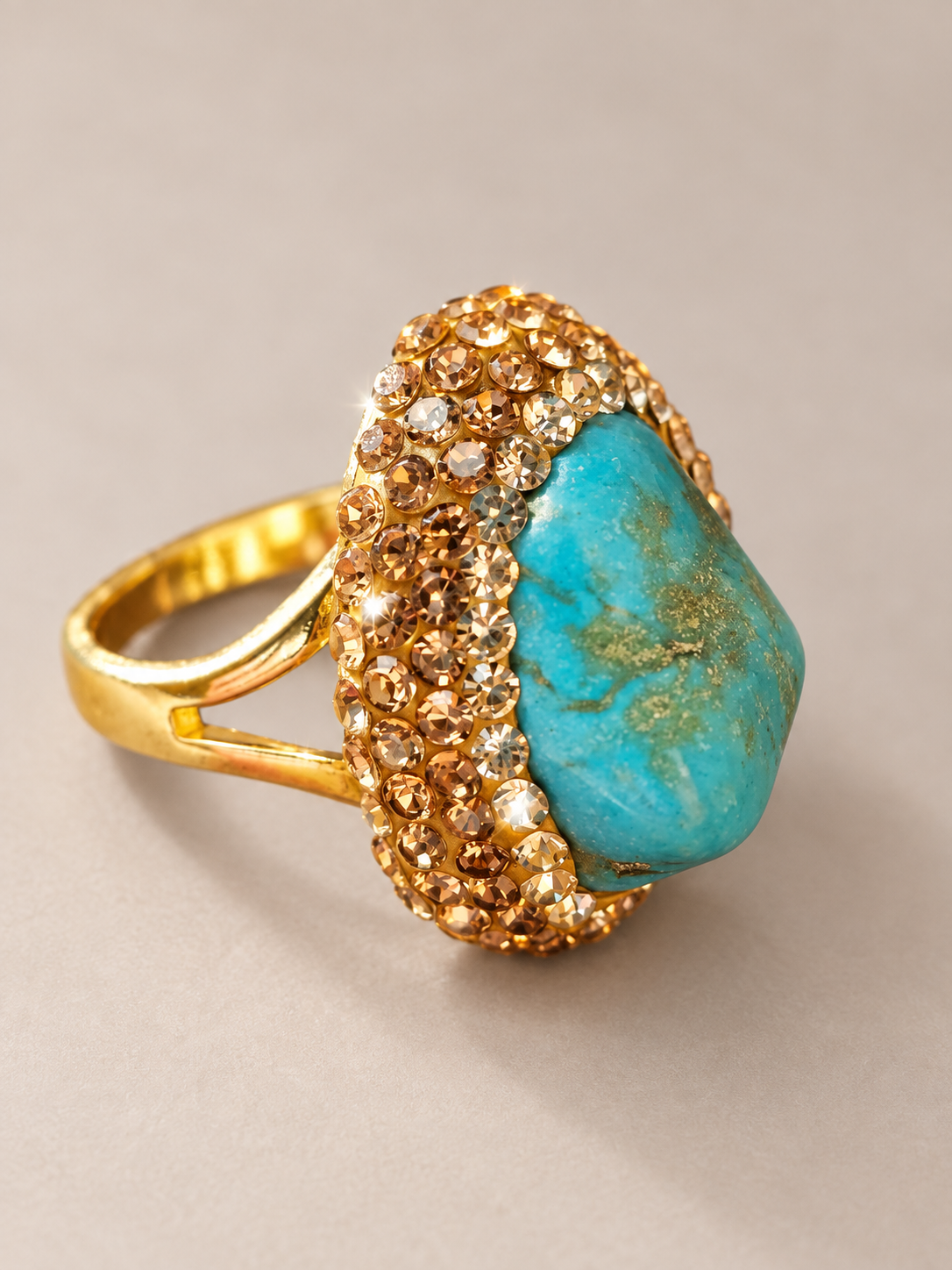 Bague Pierre Bleue & Éclat Champagne — Bague — vue de face
