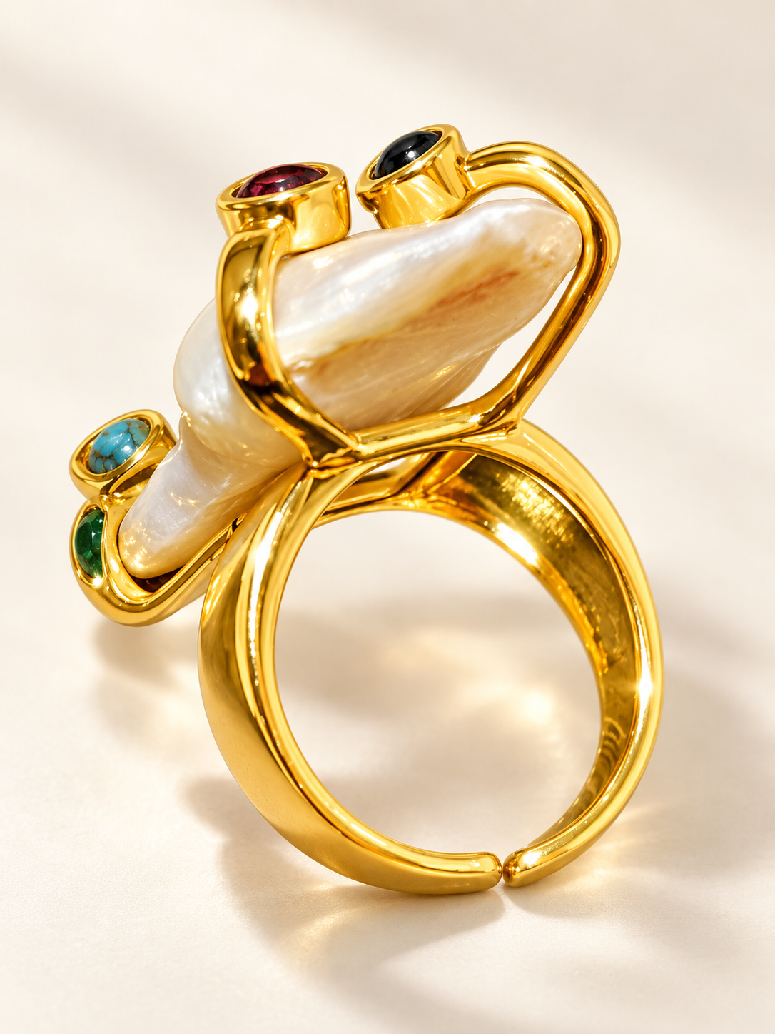Bague Nacre Baroque & Éclats Colorés — Bague — septième vue