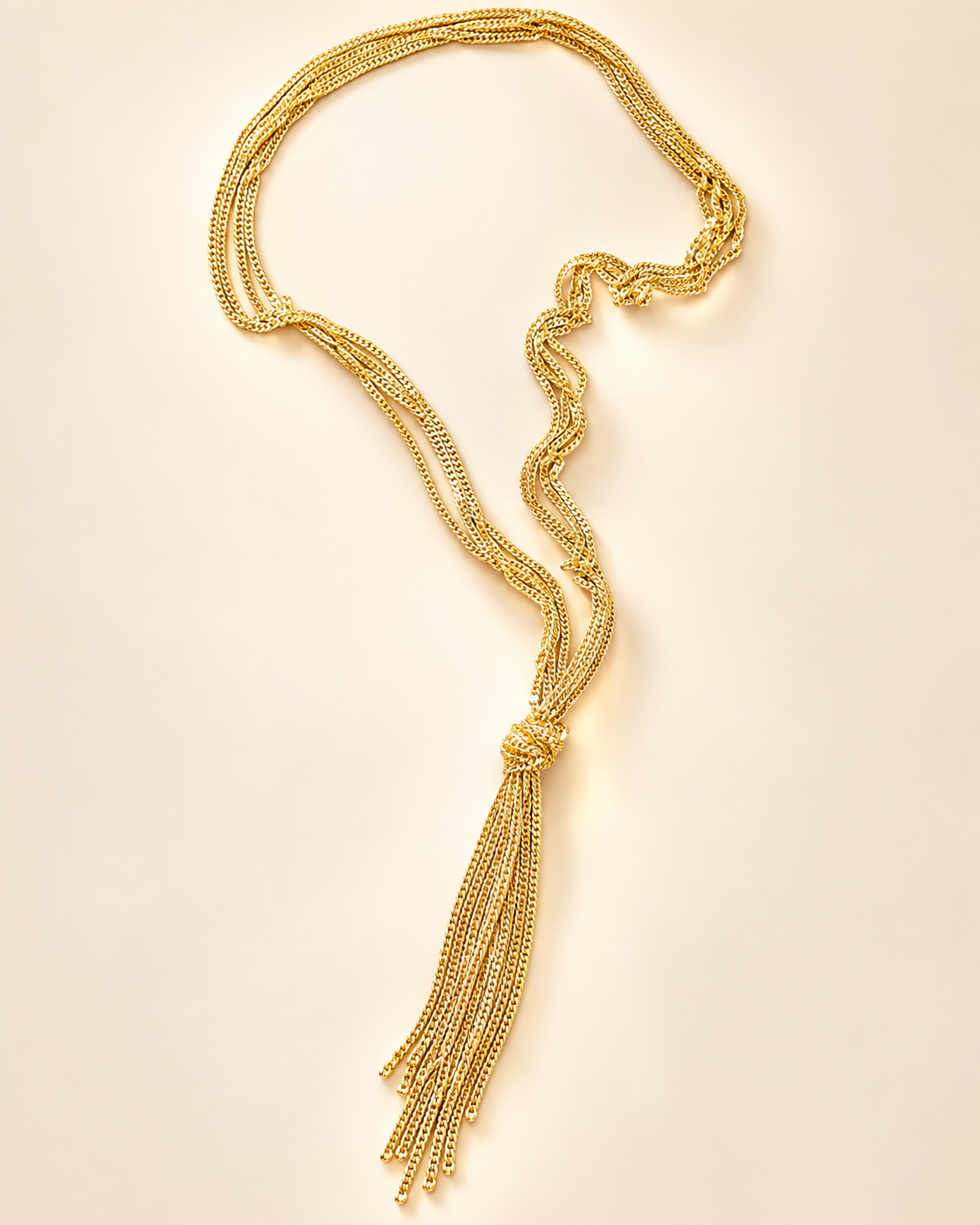 Collier Sautoir Nœud Doré