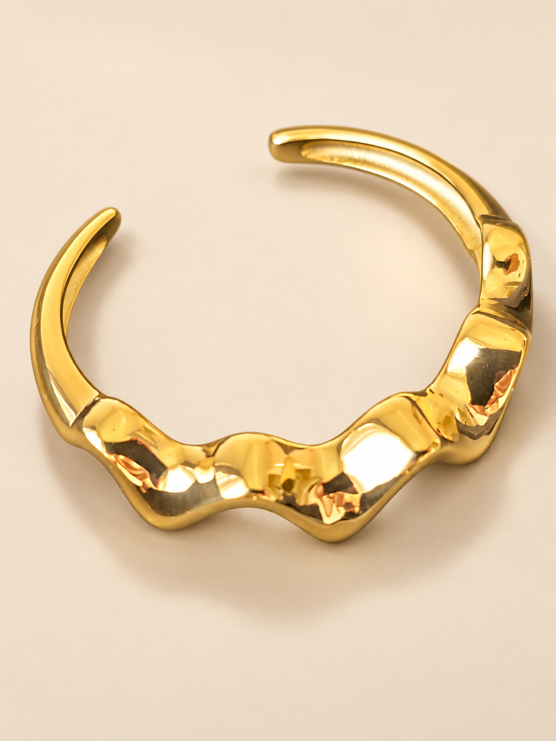 Bracelet Manchette Onde Dorée