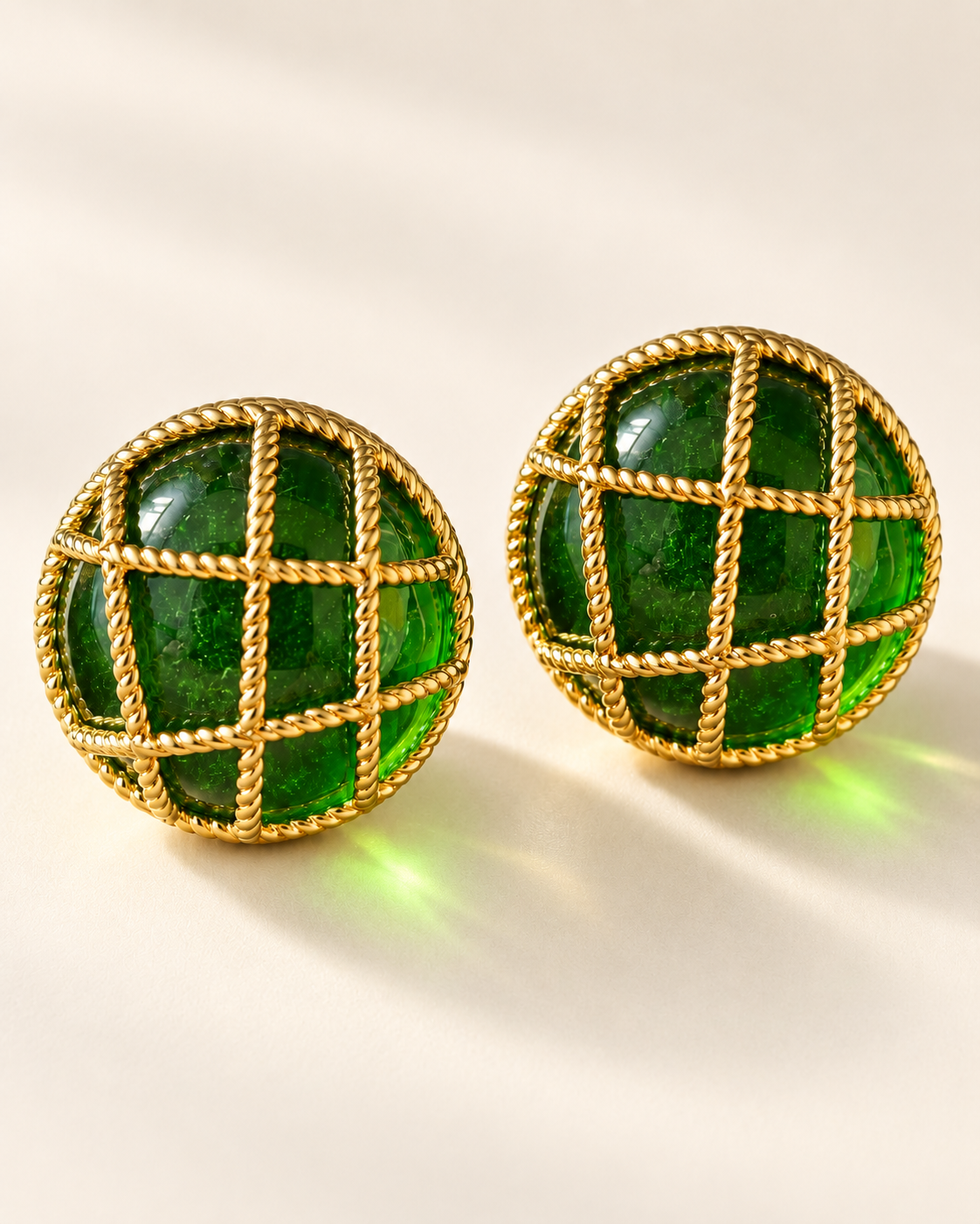 Boucles d'oreilles Trame — Vert émeraude — la paire