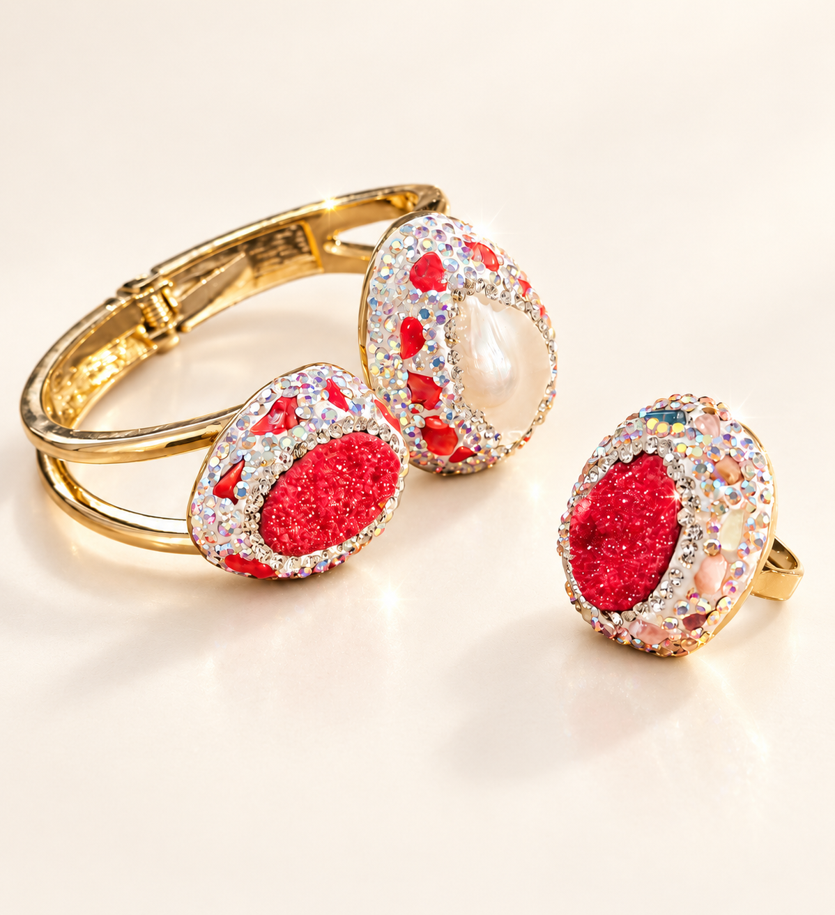 Parure Nacre & Éclat Rouge Impériale