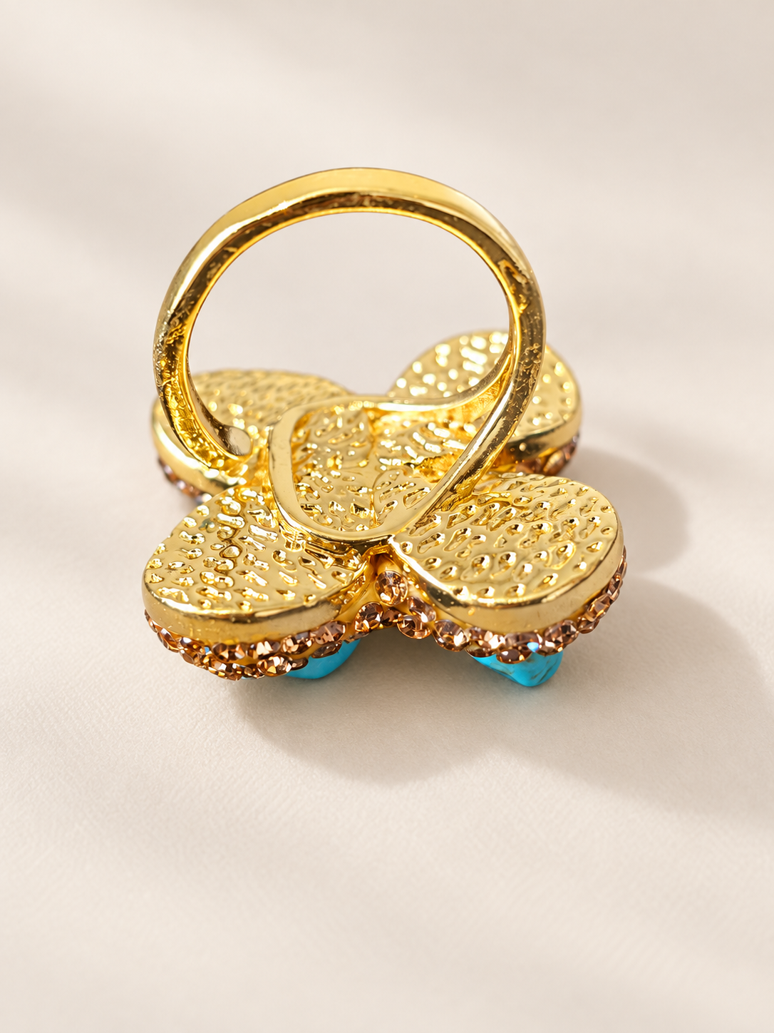 Bague Fleur Bleue & Éclats Dorés — Bague — vue arrière