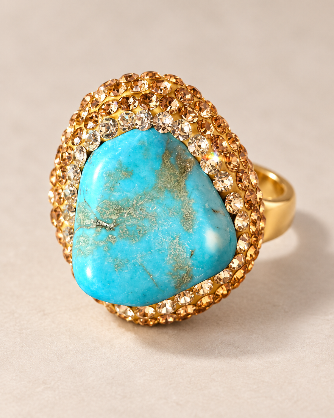 Bague Pierre Bleue & Éclat Champagne — Bague — vue en trois-quarts