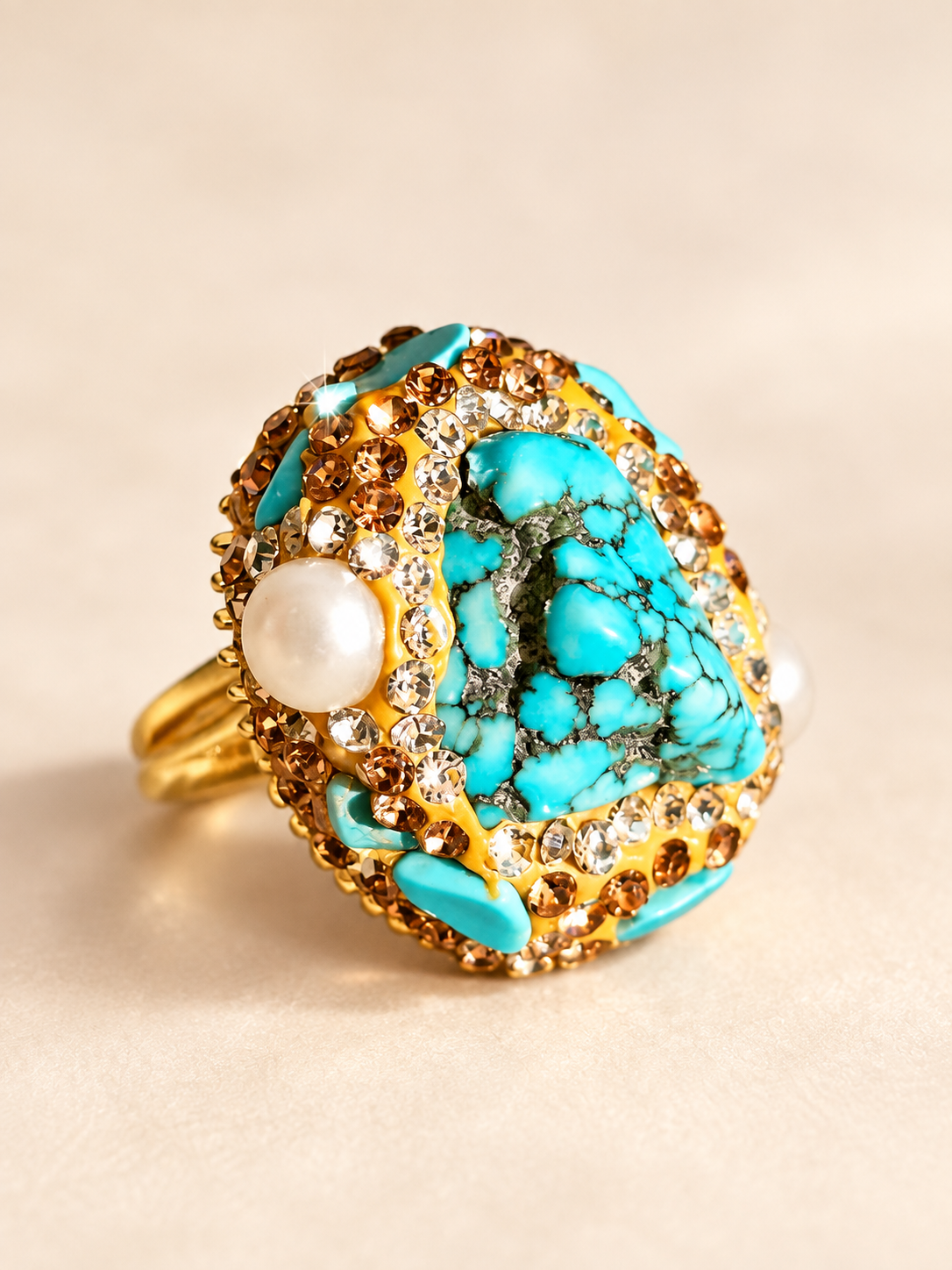 Bague Turquoise Perle & Éclat — Bague — vue en trois-quarts