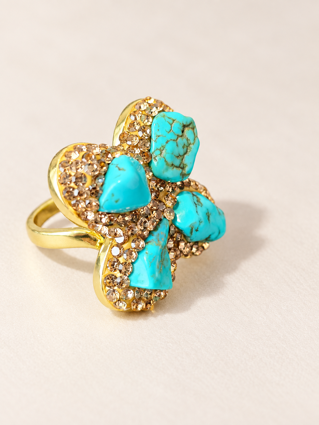 Bague Fleur Bleue & Éclats Dorés — Bague — troisième vue