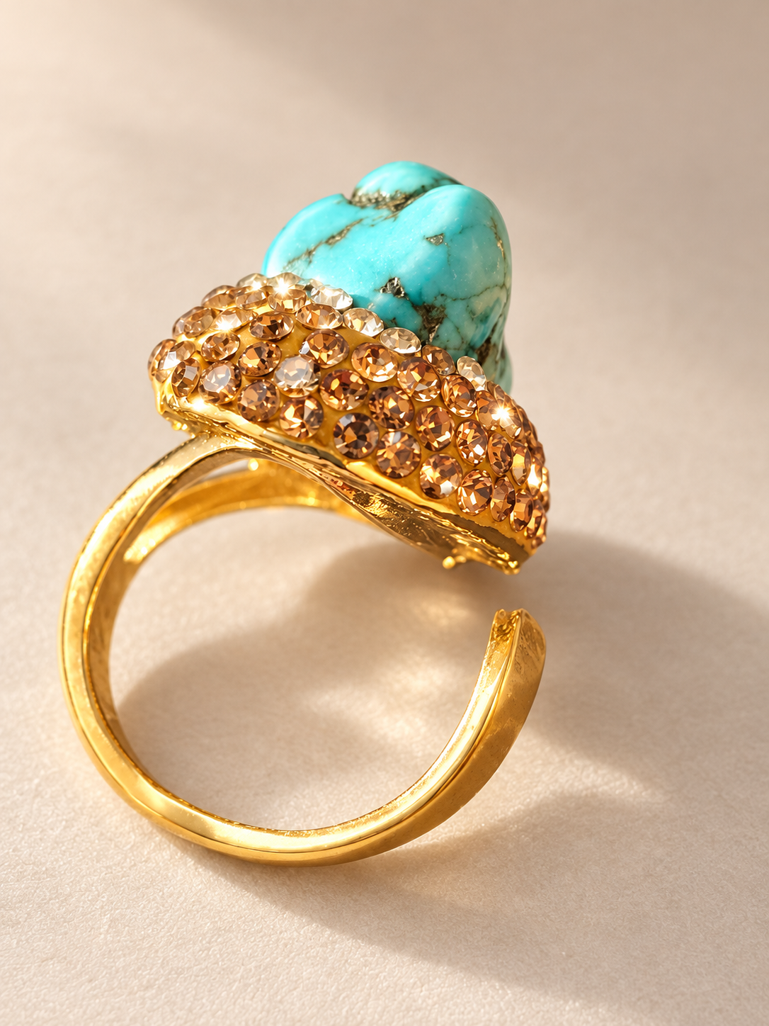 Bague Turquoise Caractère & Éclat — Bague ajustable — vue de profil