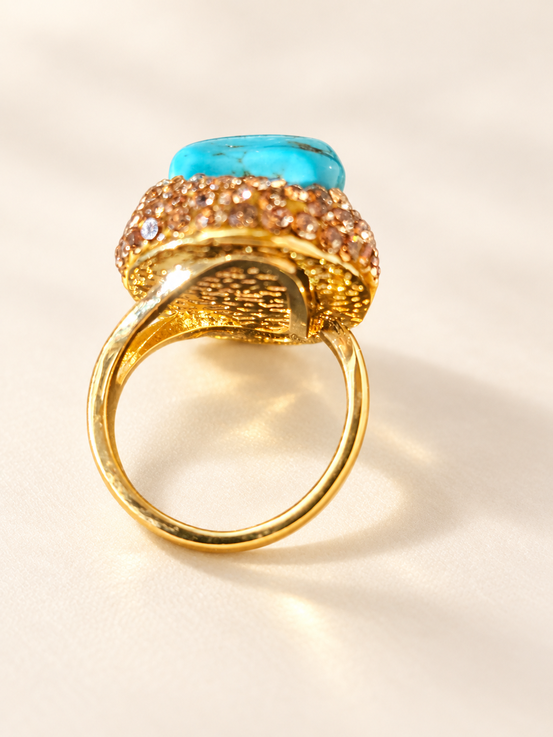 Bague Turquoise Ligne & Éclat — Bague — vue du dos et détail de la monture