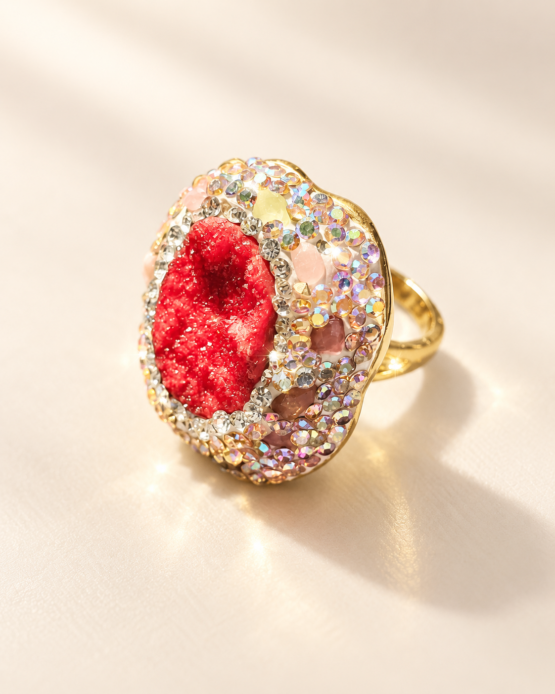 Parure Nacre & Éclat Rouge Impériale — Bague — vue de face