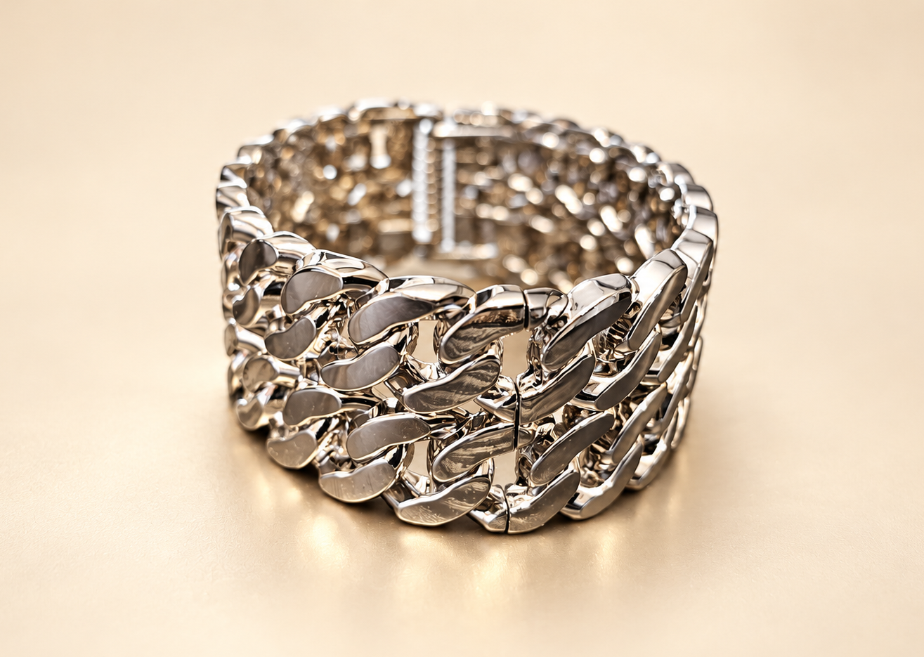 Bracelet Manchette Entrelacs Argentés