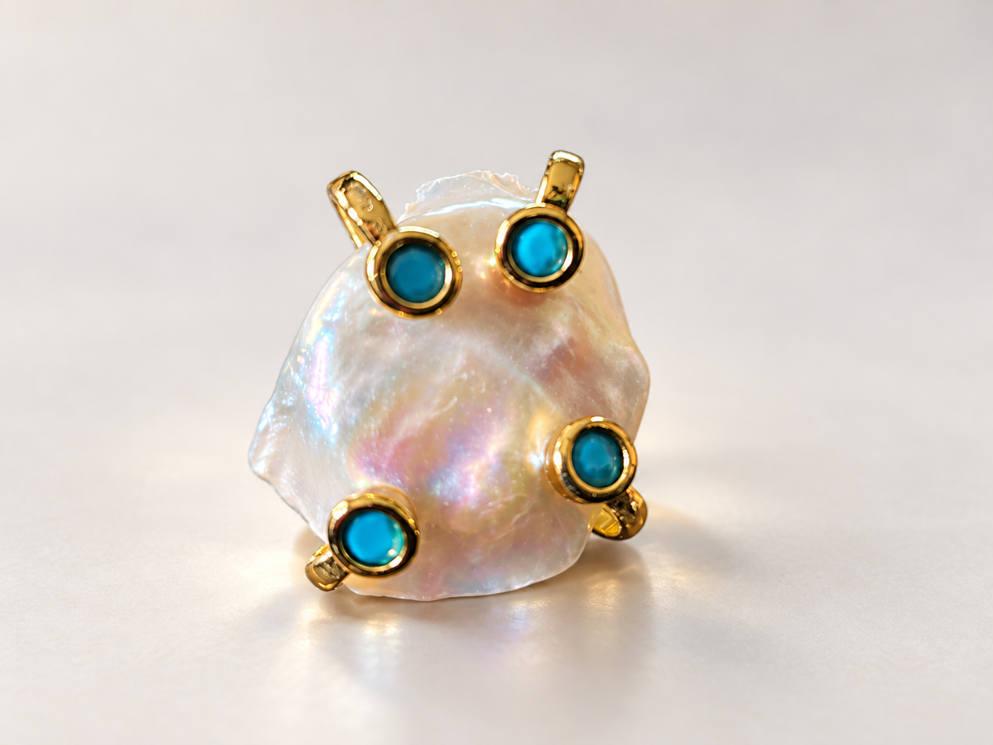Bague Aurore Reflets Irisés & Azur — vue de face