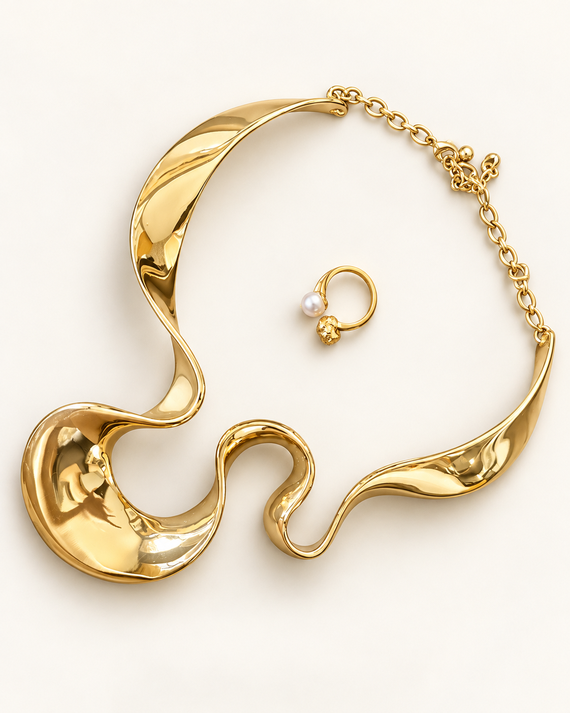 Parure Arabesque — Collier & Bague Dorés