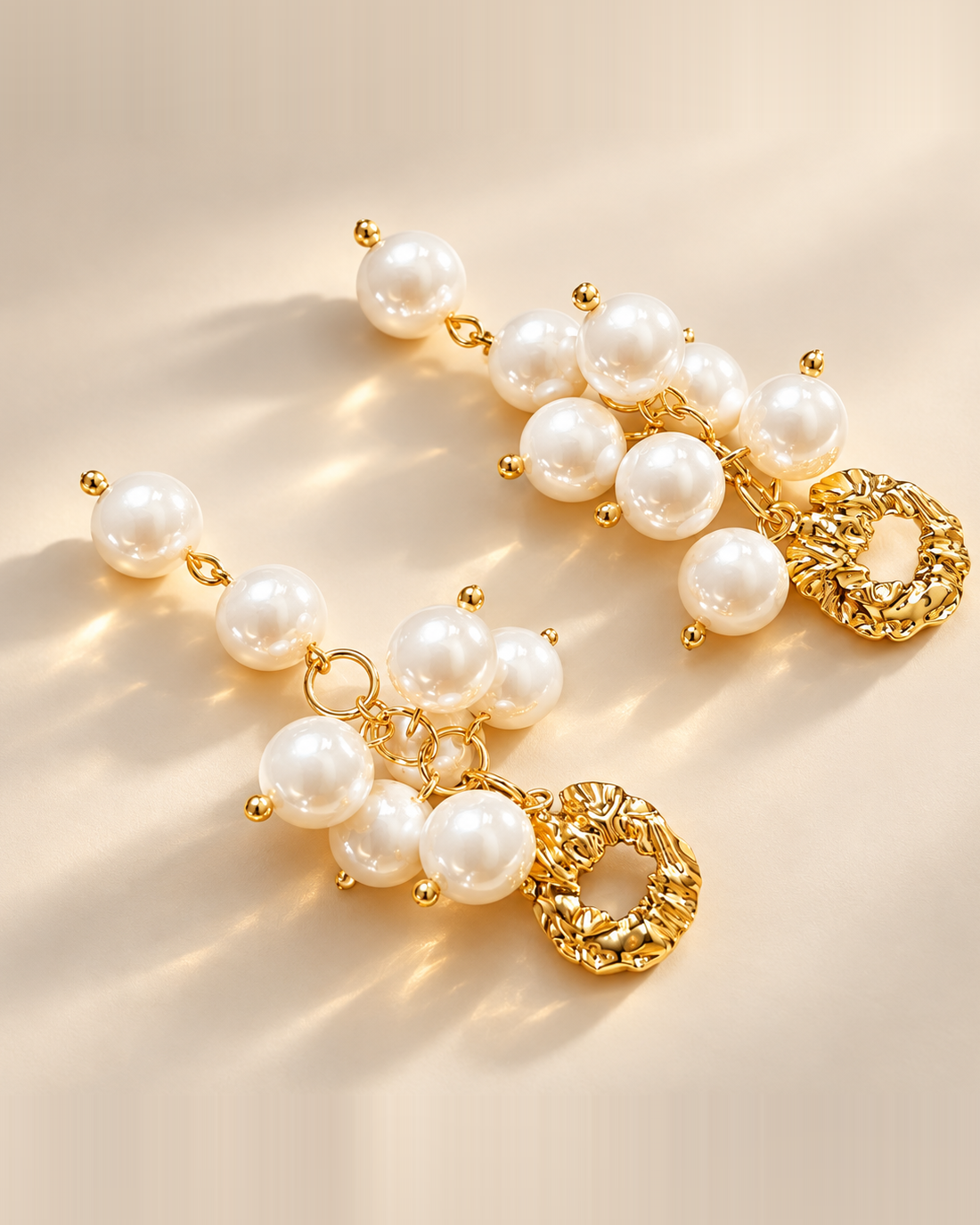 Boucles d’oreilles Cascade Ivoire & Doré